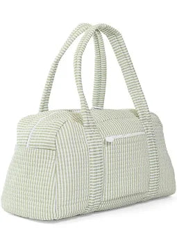 Quilted Duffle Bag Sage Green Stripe - TRVL