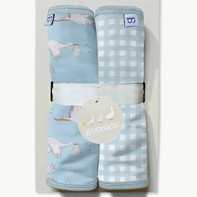 Burp Cloth Set - Stork/Blue Gingham