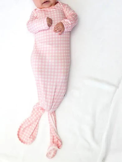 Knotted Gown Gingham Pink
