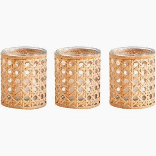Cane Webbing Candleholder Vase