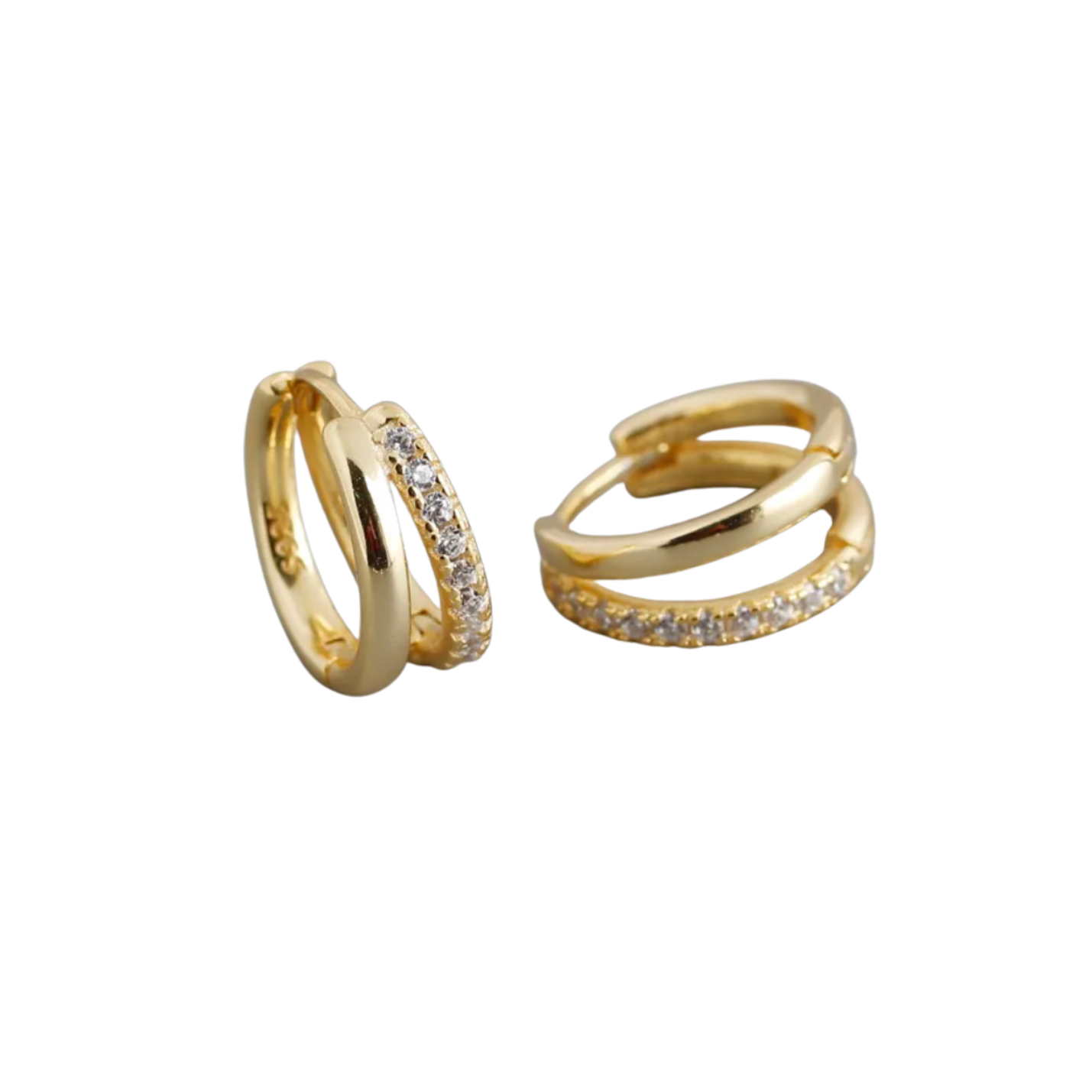 Pave Double Mini Huggies