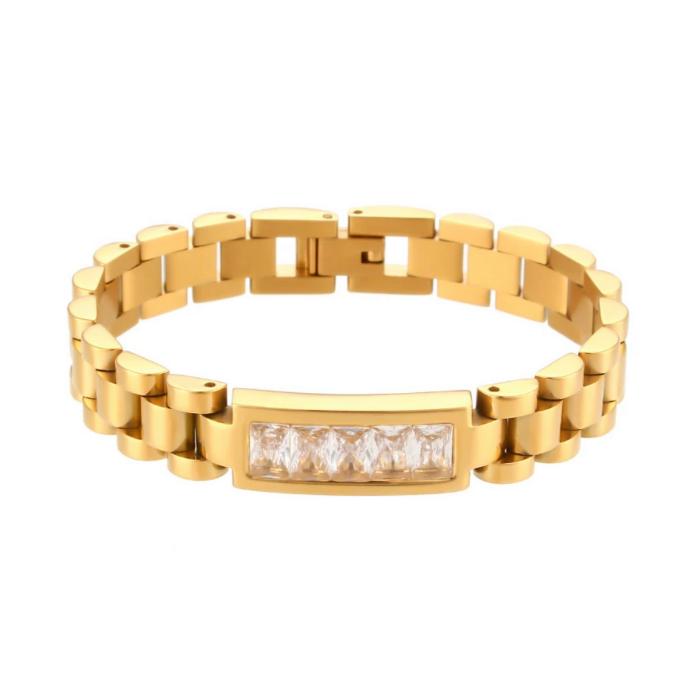 Clear Zirconia Wristwatch Chain Bracelet