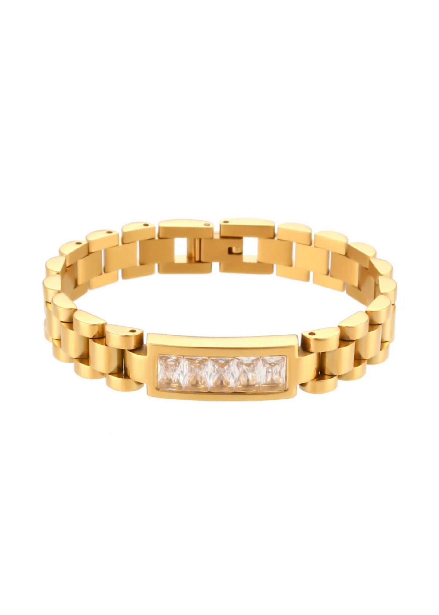 Clear Zirconia Wristwatch Chain Bracelet