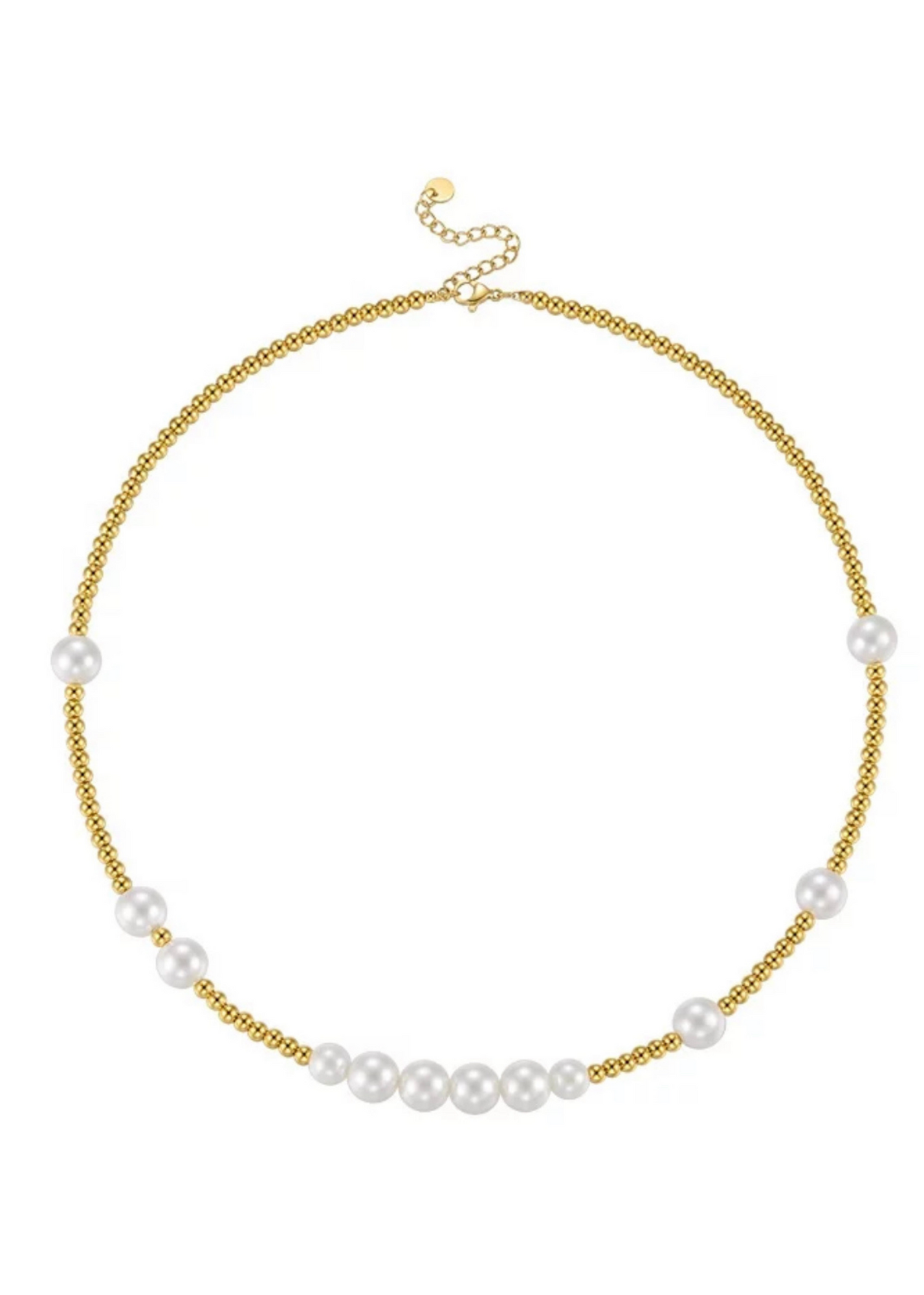 Gold Beaded Pearl Necklace