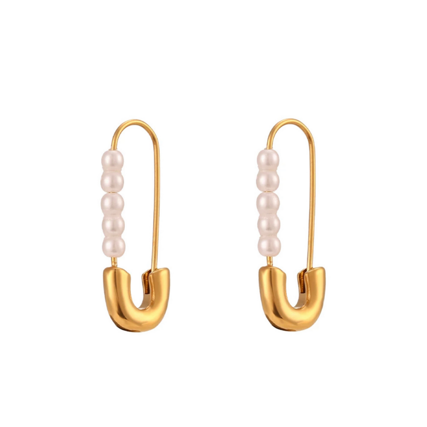 Pearl Safety Pin Earrings