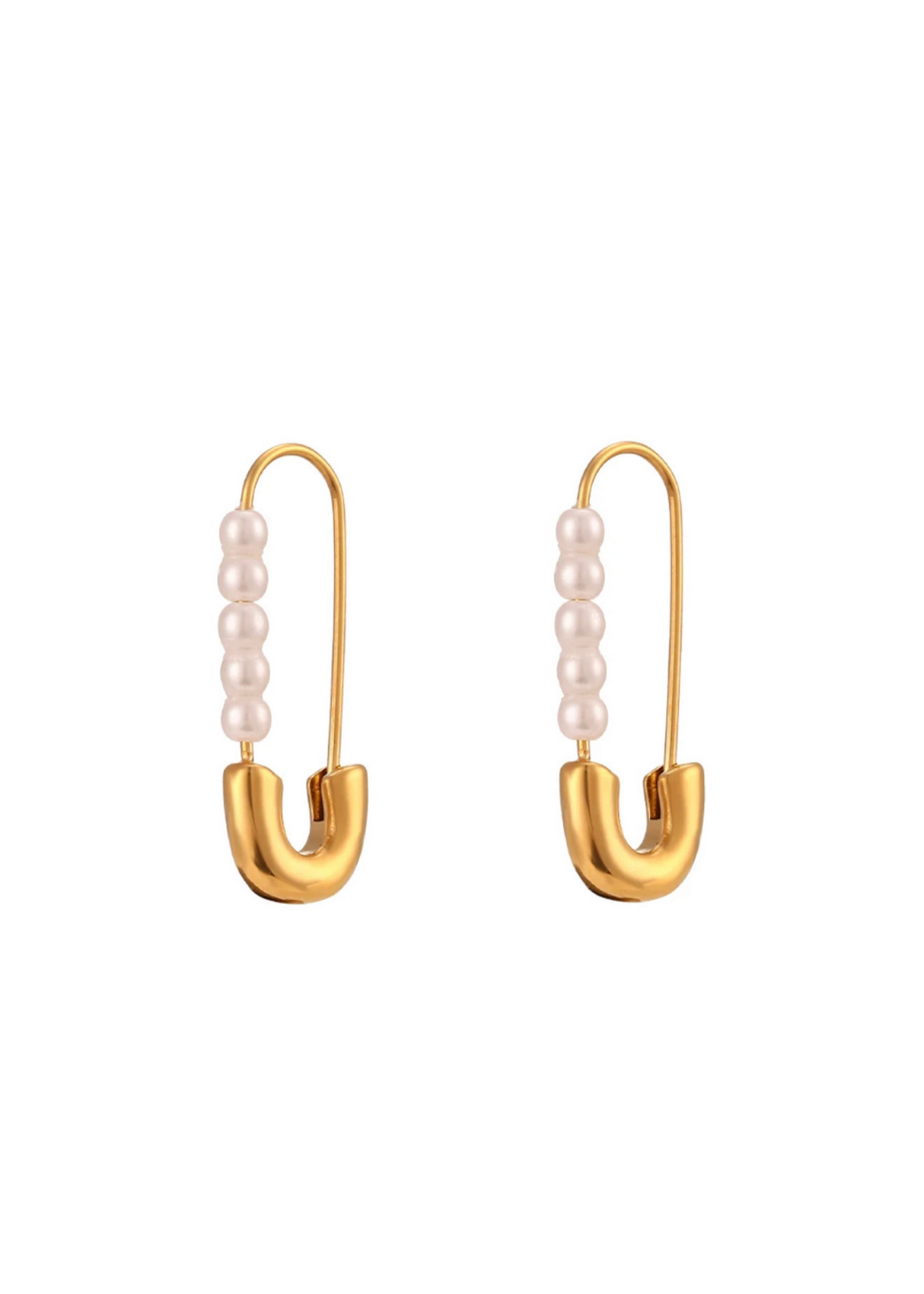 Pearl Safety Pin Earrings