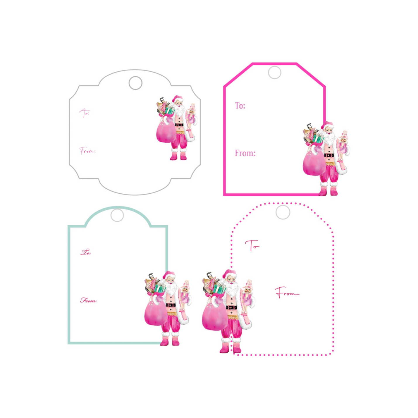 Couture Santa Writable Acrylic Gift Tag Set