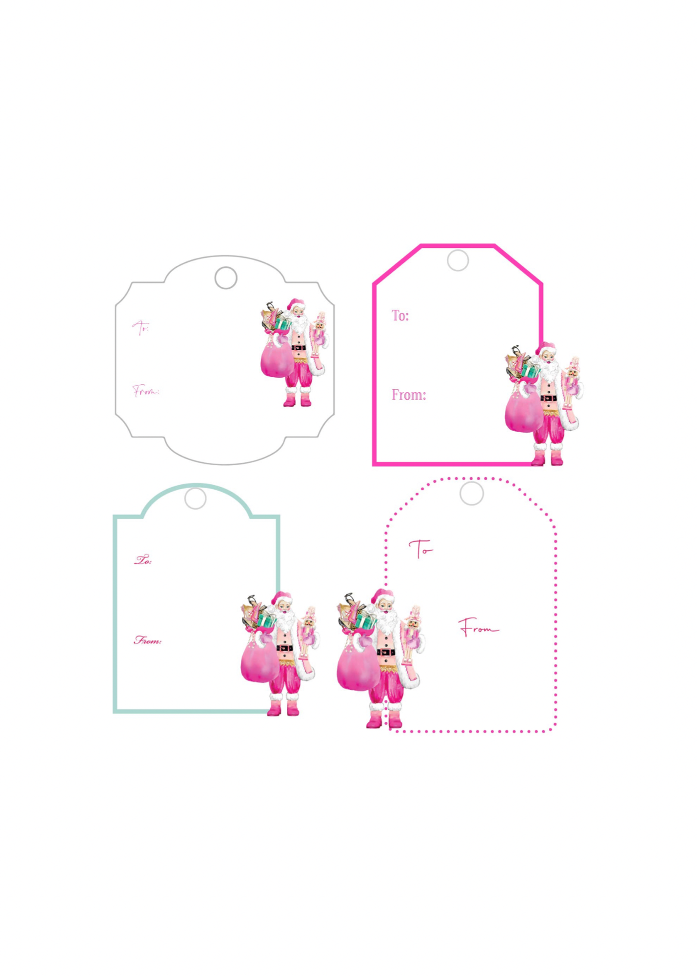 Couture Santa Writable Acrylic Gift Tag Set