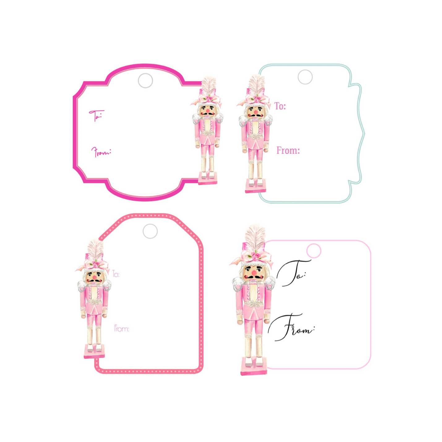 Couture Nutcracker Writable Acrylic Gift Tag Set