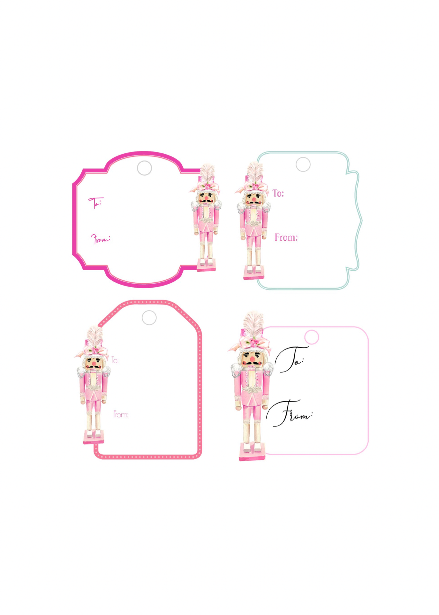 Couture Nutcracker Writable Acrylic Gift Tag Set