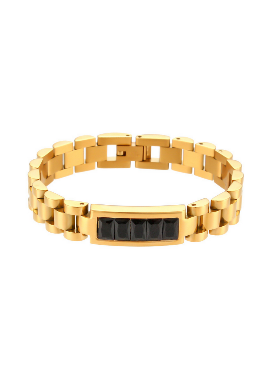 Black Zirconia Wristwatch Chain Bracelet